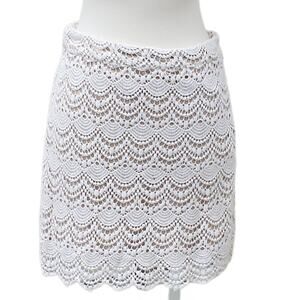 Love 21 Women's Mini Skirt Ivory Crochet Y2K Coquet Indie Sleeze Cottage Size M